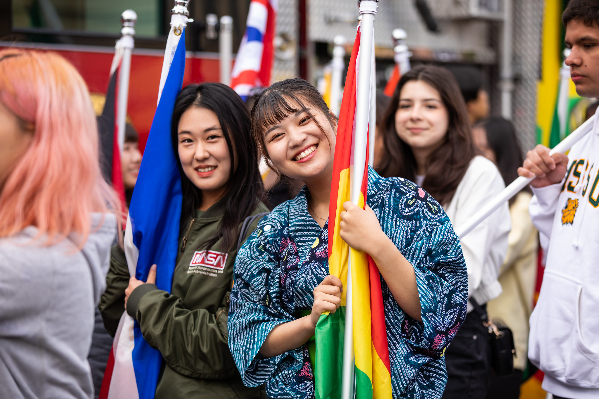 International Students with flags